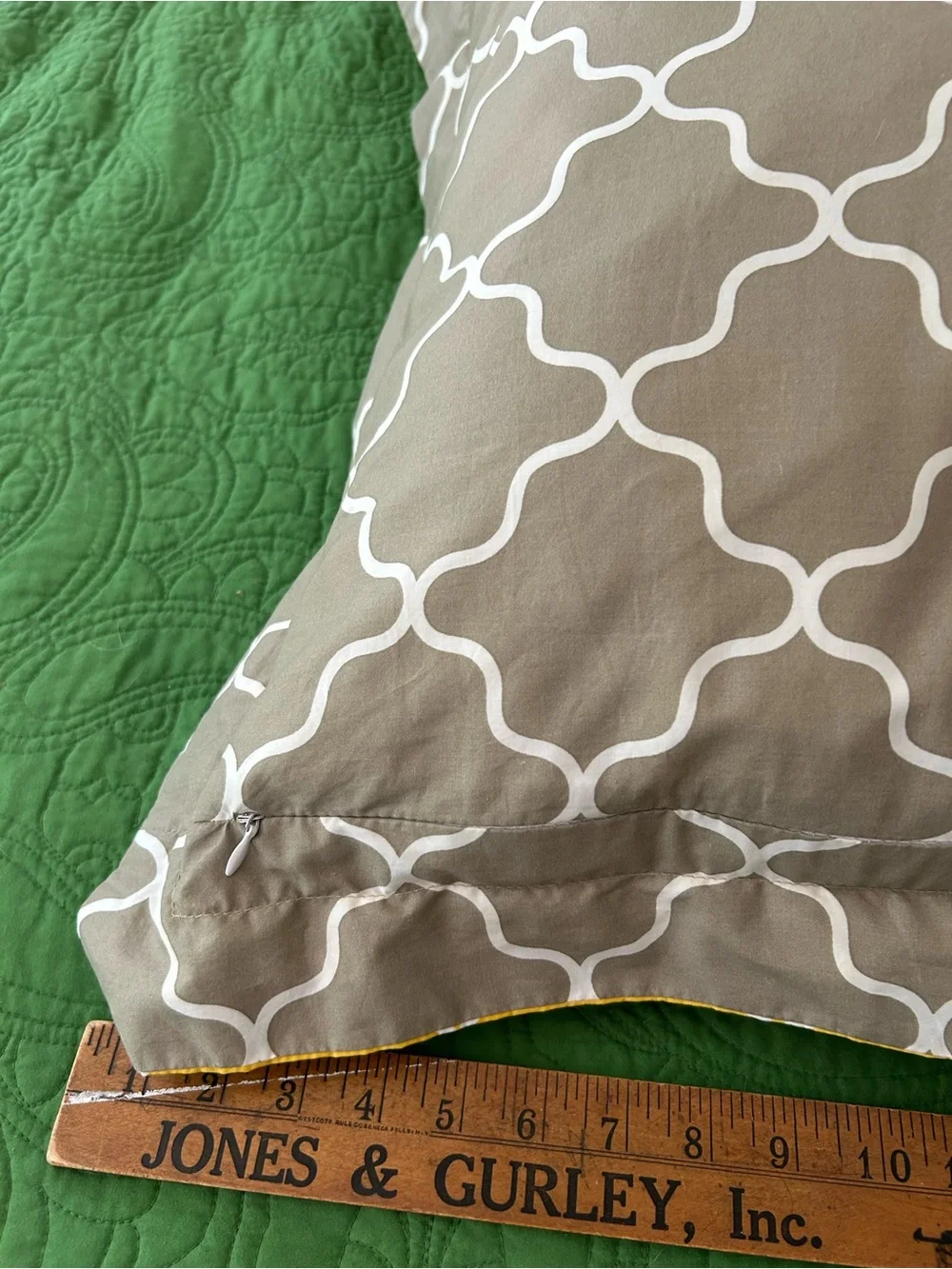 Happy chic by Jonathan Adler large two sided throw pillow, yellow, and gray, 28”